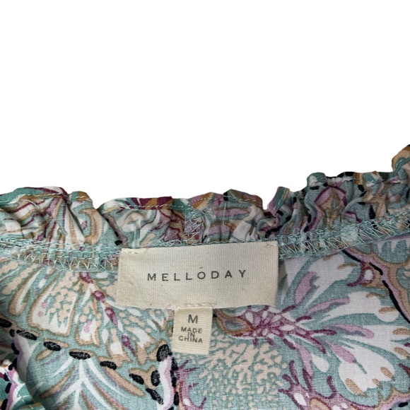 Melloday Womens Floral tropical Print Tiered Maxi Dress Sz Medium Green Ruffle - Picture 12 of 12